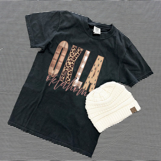 CJ Oklahoma Fall Mixed Patterns Graphic Tee