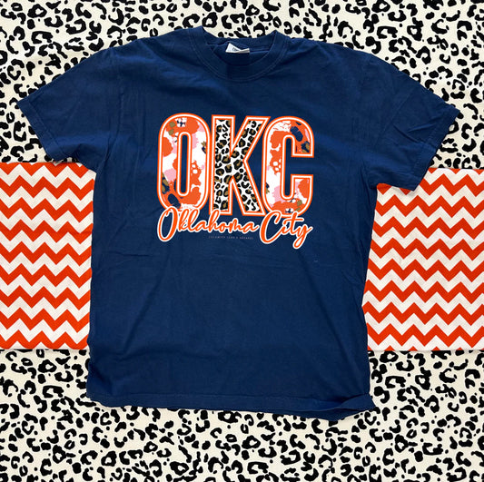 OKC Abstract & Leopard Mixed Patterns Graphic Tee