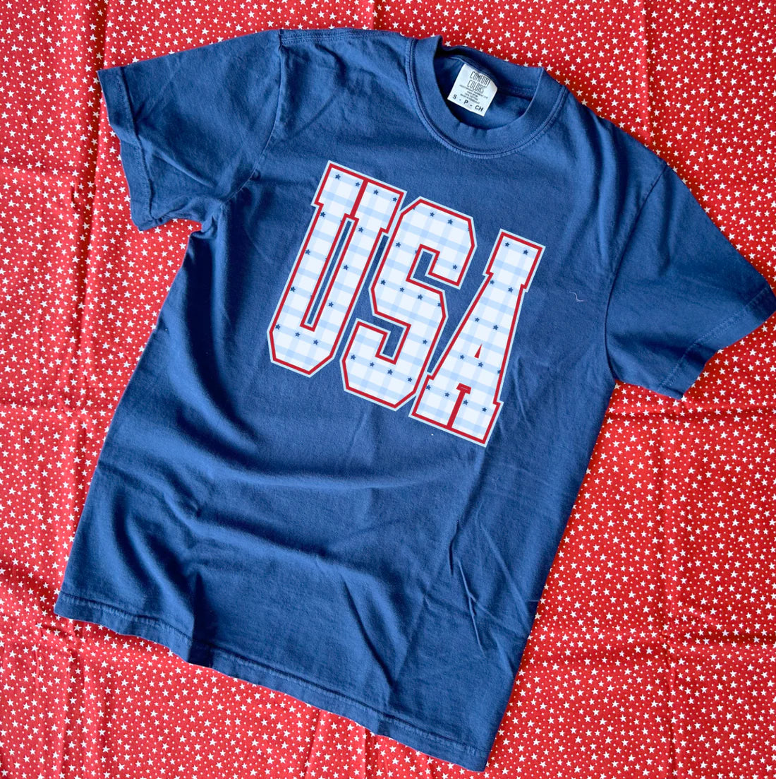 CJ USA Gingham & Stars Graphic Tee