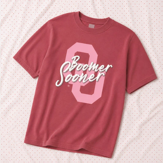 CJ Boomer Sooner Script Puff Print Graphic Tee