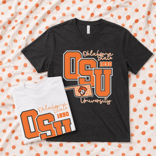 CJ Big OSU Polkadot & Gingham Graphic Tee