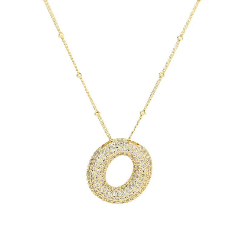 Jewel Bubble Initial Necklace Gold Silver Plating