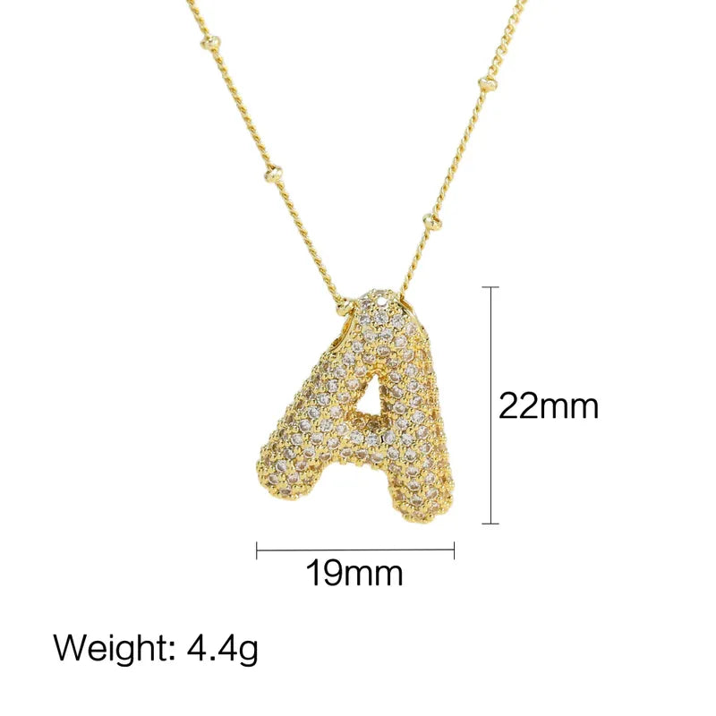 Jewel Bubble Initial Necklace Gold Silver Plating