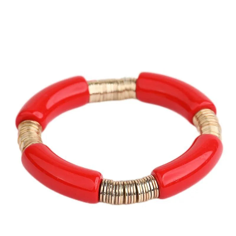 Acrylic Metal Ring Stretch Bracelet