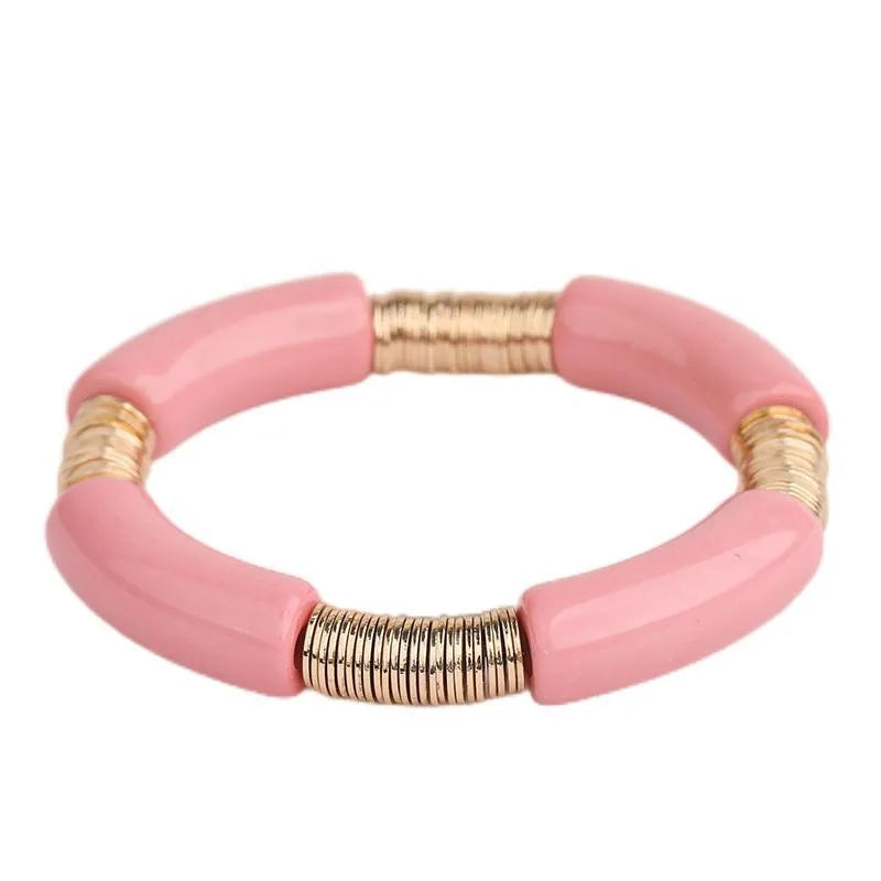 Acrylic Metal Ring Stretch Bracelet