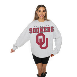 OKLAHOMA SOONERS BIG GOALS RELAXED FIT LONG SLEEVE FRENCH TERRY PULLOVER