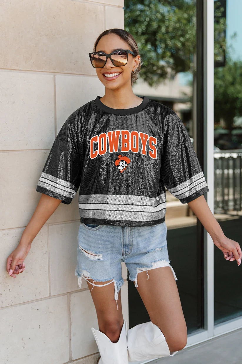 GC Cowboys Full Sequin Sparkle Crop Graphic