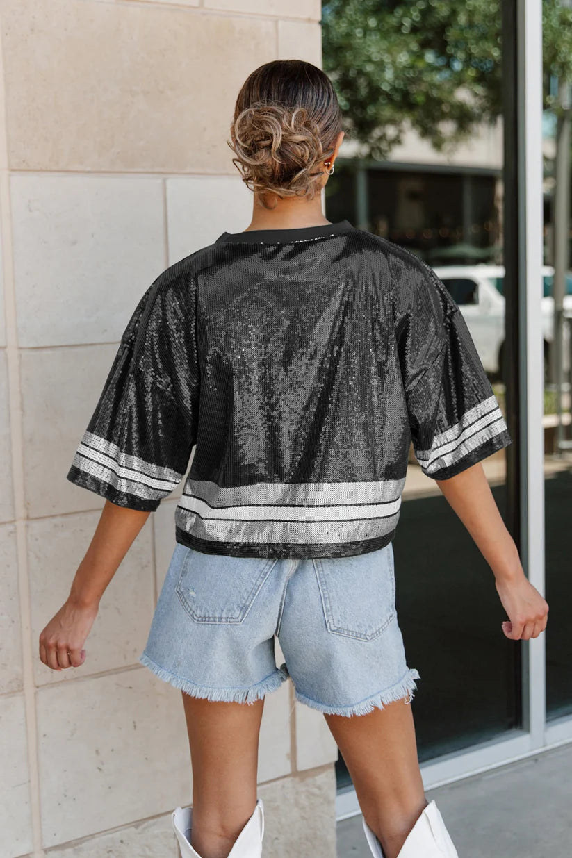 GC Cowboys Full Sequin Sparkle Crop Graphic