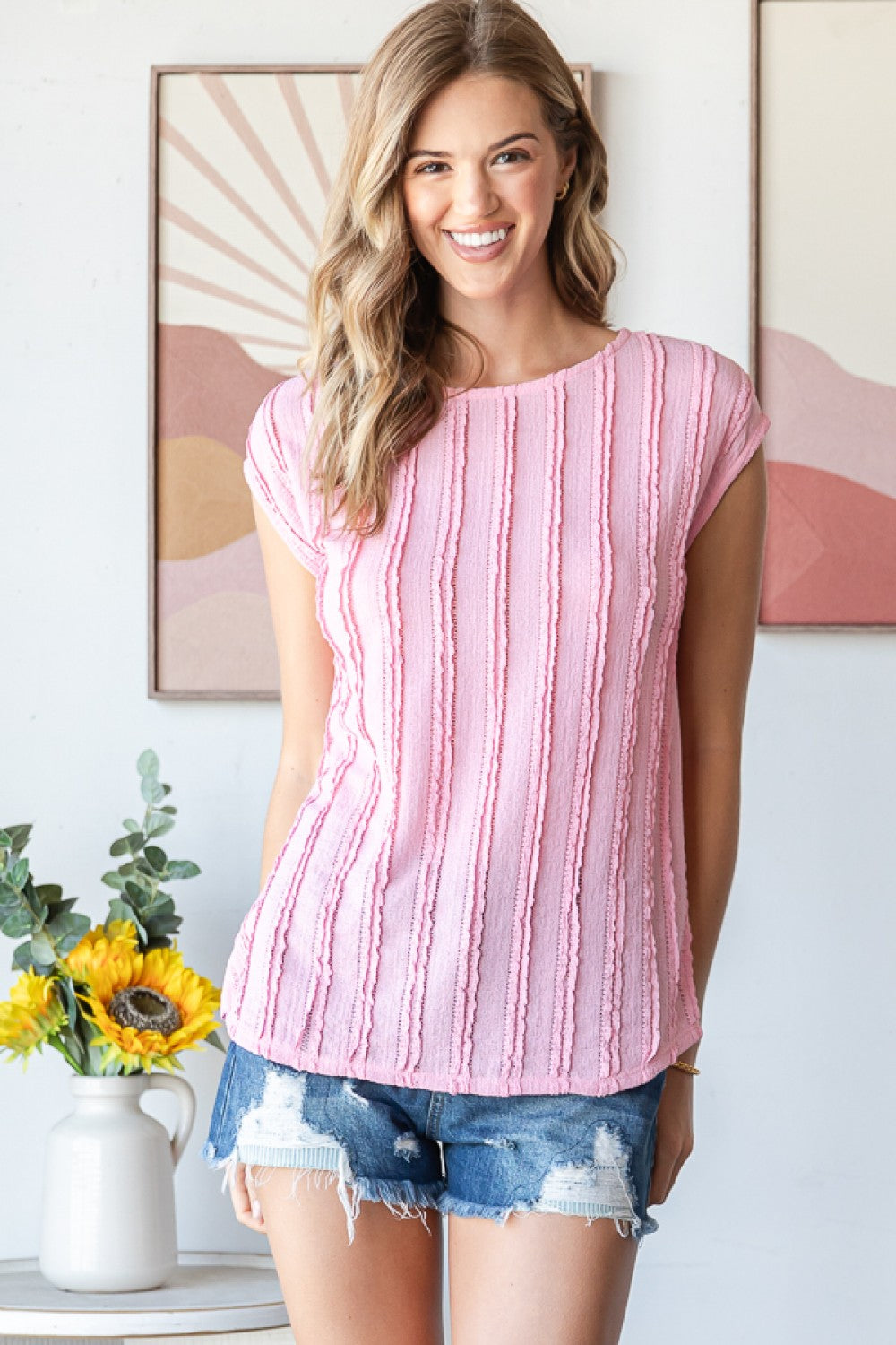 Martie Textured Cap Sleeve Top