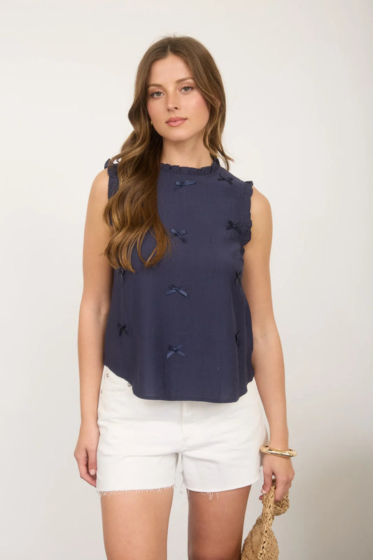 Ribbon Bow Sleeveless Top