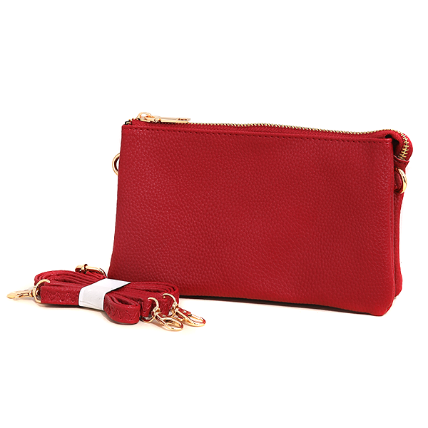 Solid Pleather Crossbody Wristlet