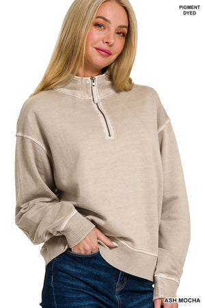 Zenana Scuba Crop Half Zip Pullover