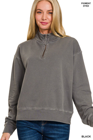 Zenana Scuba Crop Half Zip Pullover