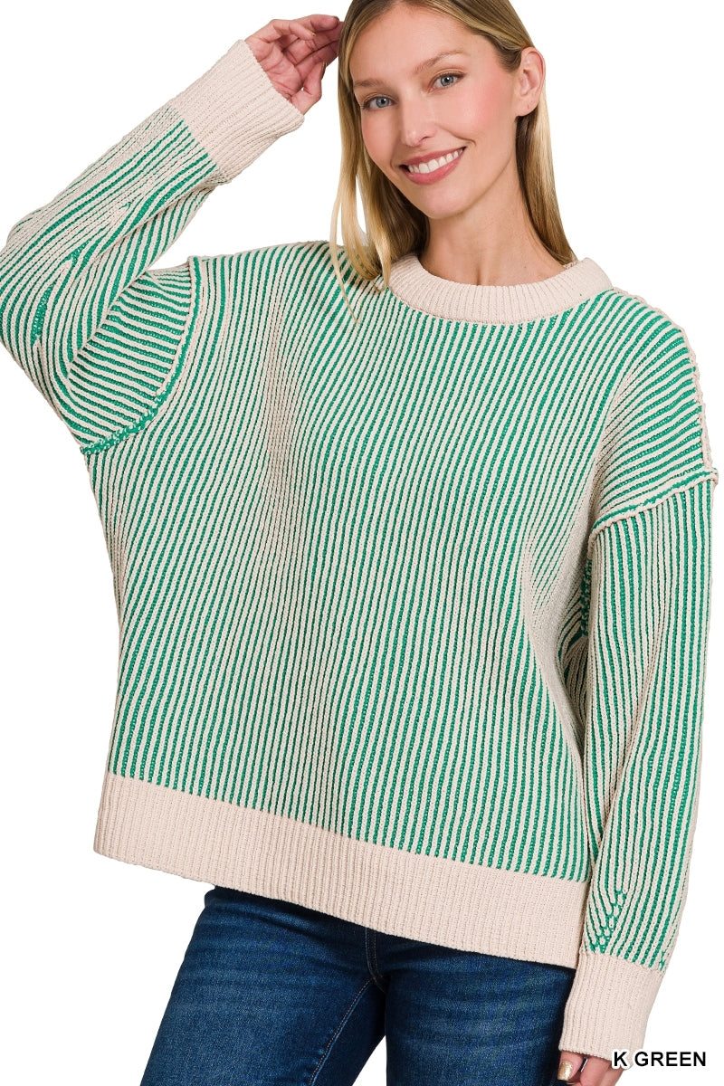 **Coming Soon**Zenana Two Tone Crewneck Sweater