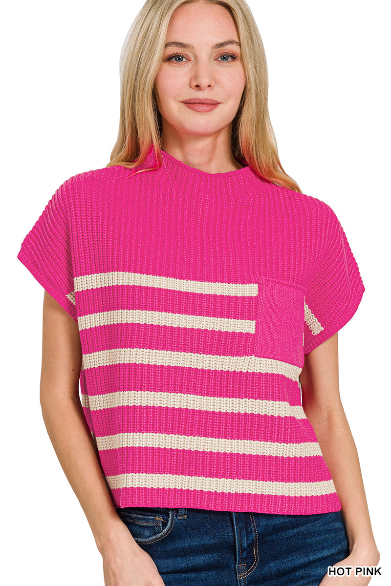 Short Sleeve Stripe Sweater