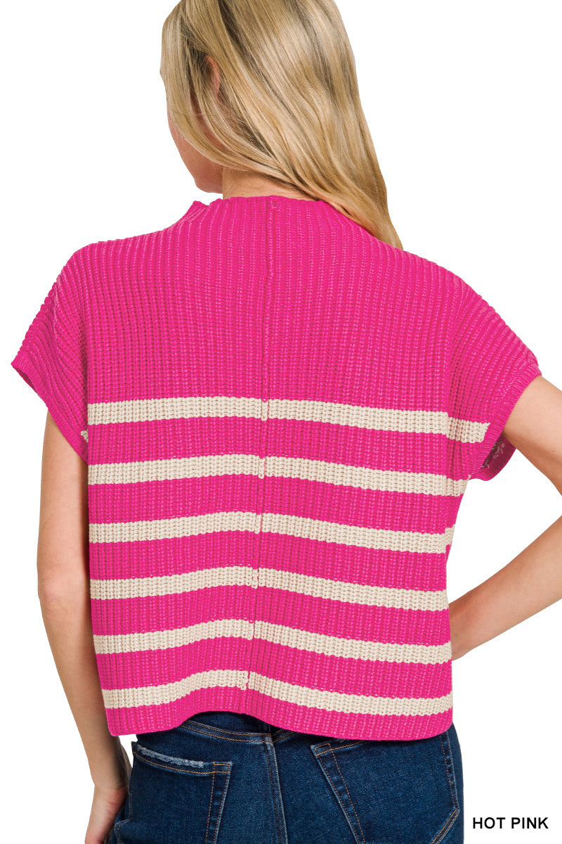 Short Sleeve Stripe Sweater