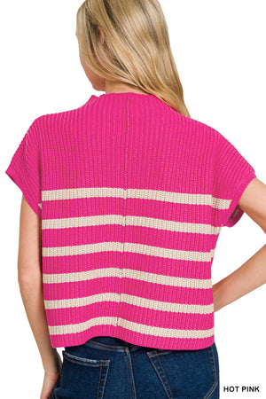 Short Sleeve Stripe Sweater