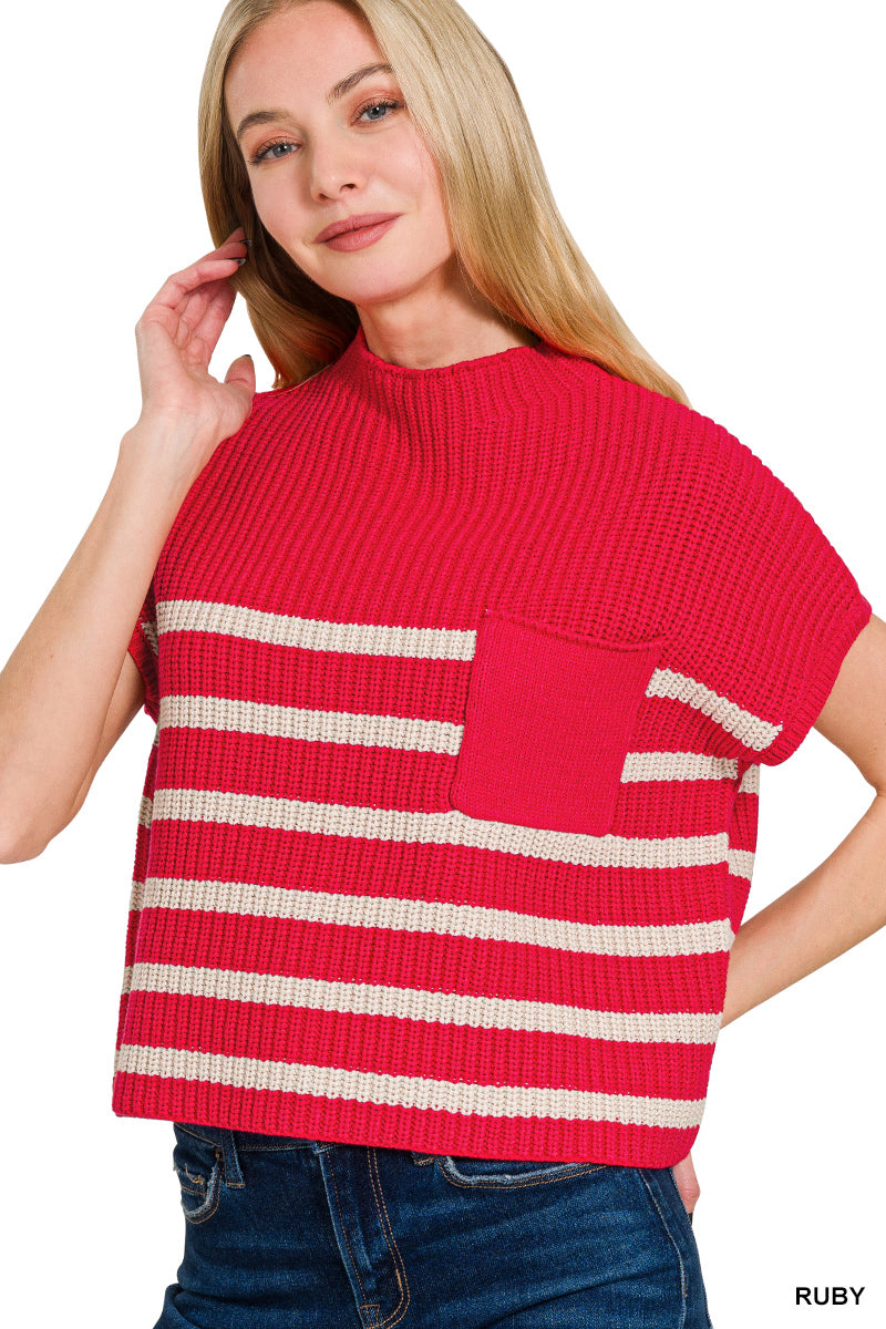 Short Sleeve Stripe Sweater