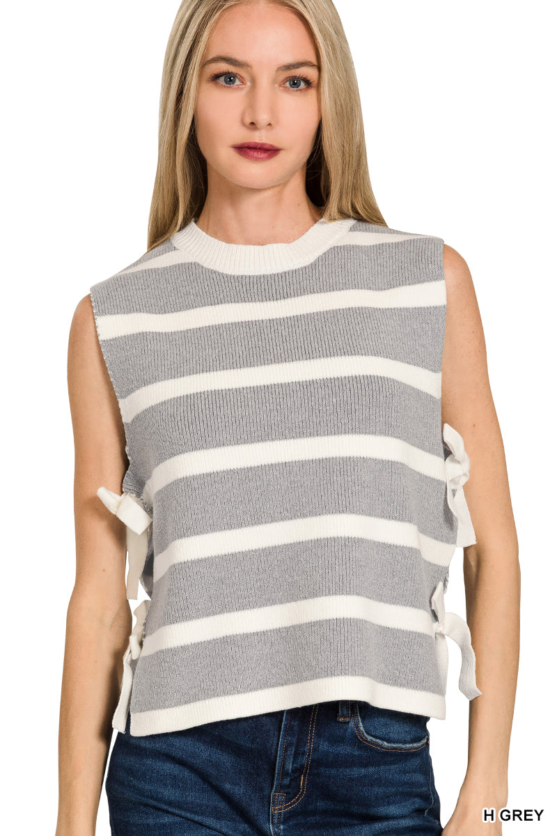 Zenana Side Tie Stripe Sweater