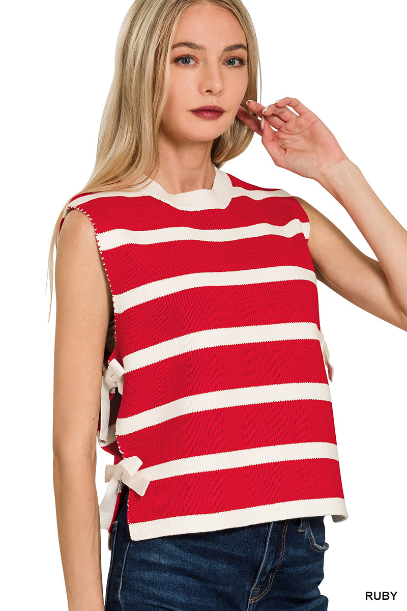 Zenana Side Tie Stripe Sweater