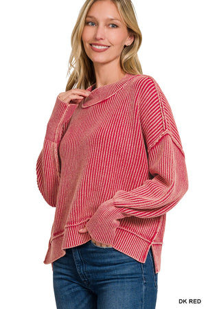 Zenana Washed Cropped Sweater