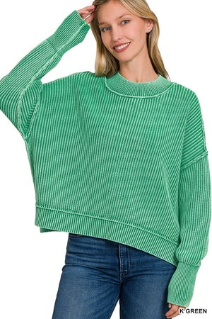 Zenana Washed Cropped Sweater