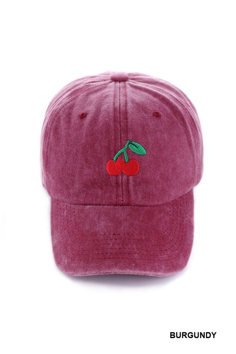 Cherry Embroidered Cap