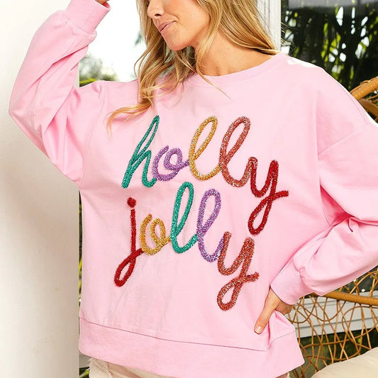 Holly Jolly Tinsel Graphic Top