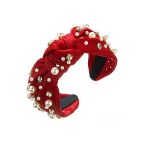 Luxury Rhinestone Pearl TopKnot Baroque Headband