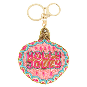 Sequin Embroidered Bead Puff Keychains