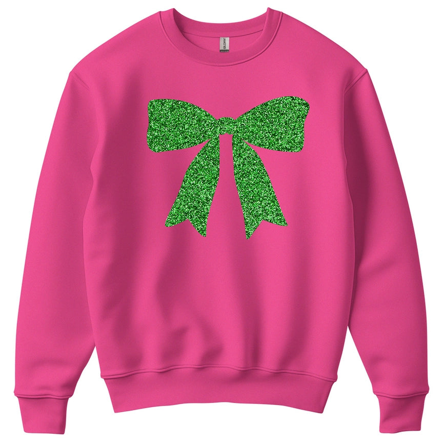 Large Glitter Ribbon Warm Fleece Sweatshirt