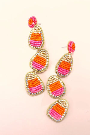 Candy Corn Seed Bead Earrings