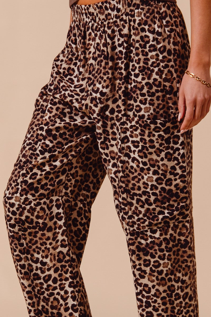 **Coming Soon**Leopard Wide Leg Big Patch Pocket Pants