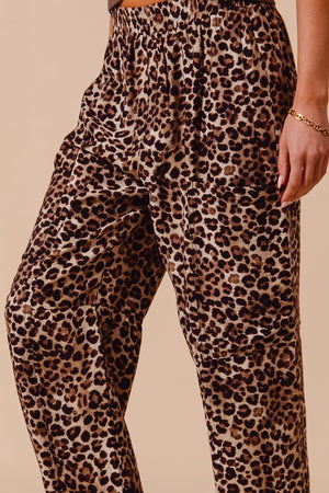 **Coming Soon**Leopard Wide Leg Big Patch Pocket Pants