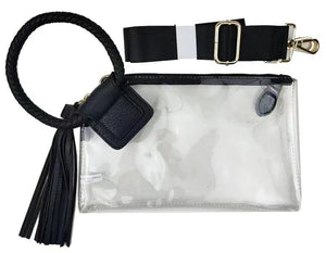 Clear Cuff Handle Tassel Wristlet Clutch/Crossbody