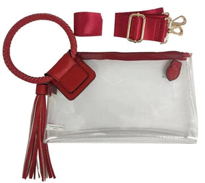 Clear Cuff Handle Tassel Wristlet Clutch/Crossbody