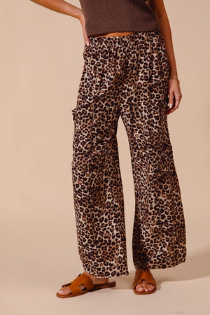 **Coming Soon**Leopard Wide Leg Big Patch Pocket Pants