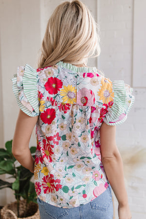 Perfect Pink Floral Contrast Top