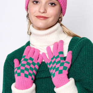 Checkerboard Pattern Gloves