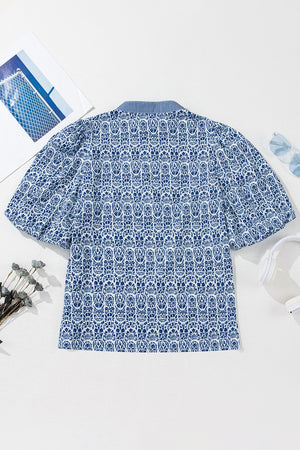 Beka Blue Contrast Print Top