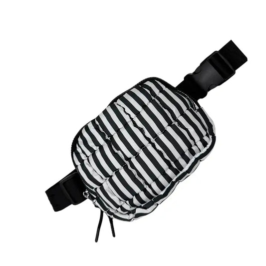 Striped Puffer Quilted Bum Bag