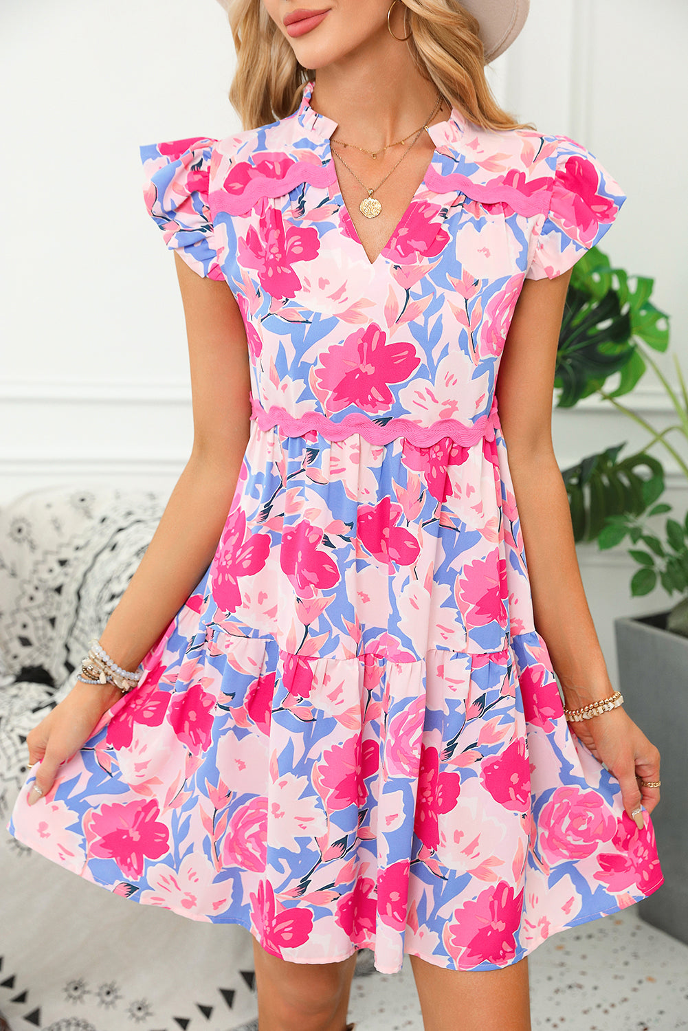 Pretty In Pink Floral Short Dress