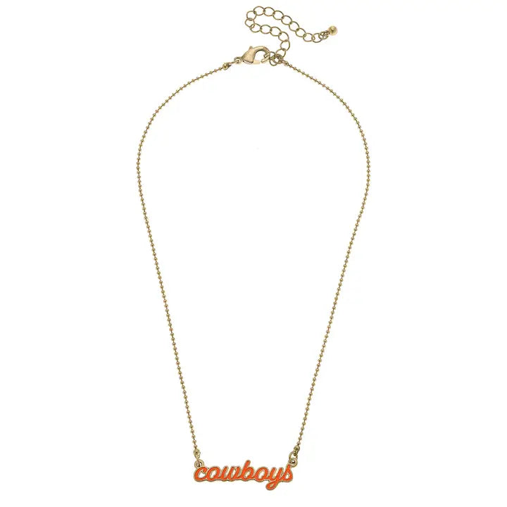 Oklahoma State Cowboys Enamel Script Necklace by Canvas Style