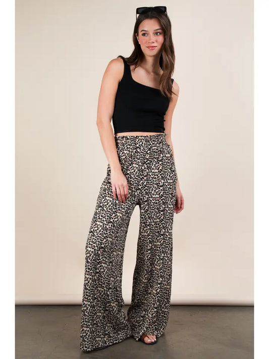 Leopard Print Pleated Pants