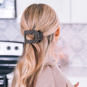 TELETIES Round Flat Quilted Hair Clip-Medium