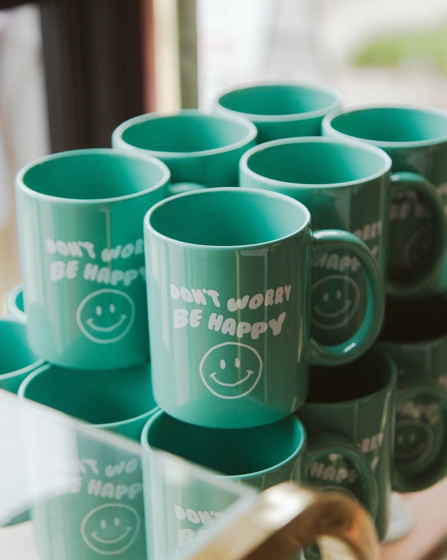 Don't Worry Be Happy Green Mug by LivyLu
