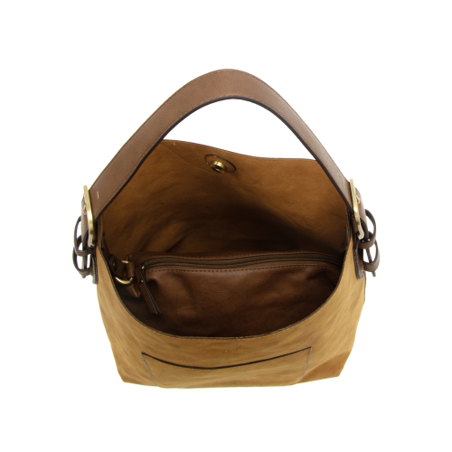 Toffee Hobo Coffee Handle Rich Faux Suede Handbag by Joy Susan