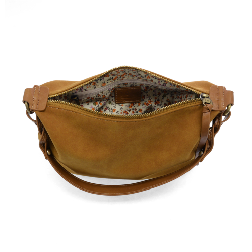 Effie Faux Suede Hobo w/Removable Braided Strap Handbag by Joy Susan