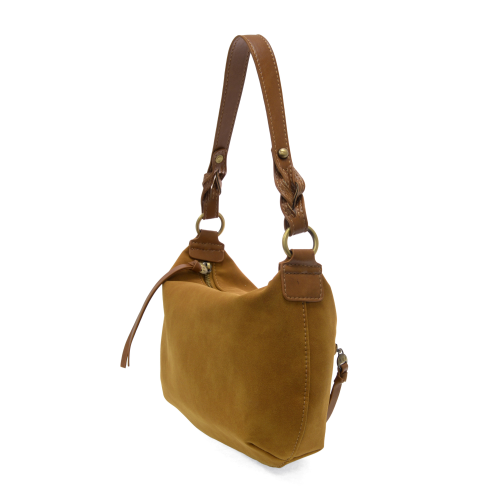 Effie Faux Suede Hobo w/Removable Braided Strap Handbag by Joy Susan