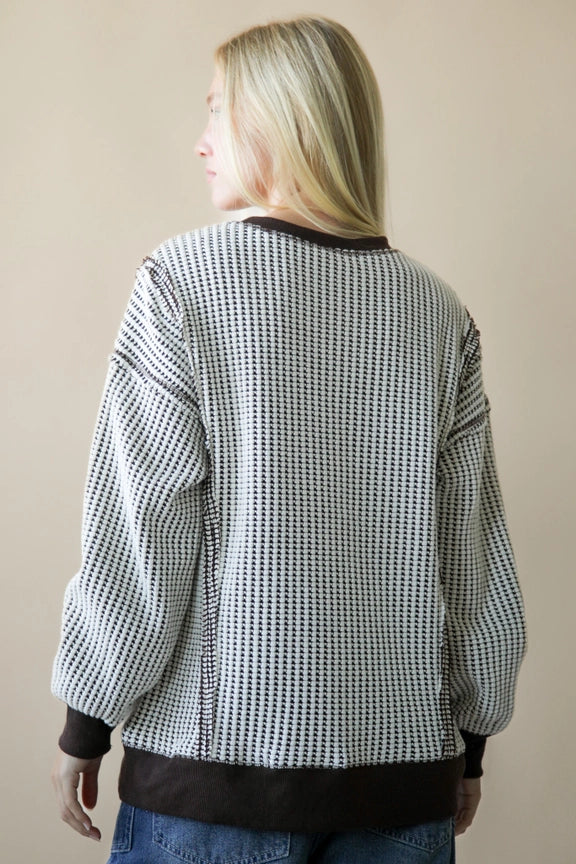Oversized Waffle Knit Casual Top
